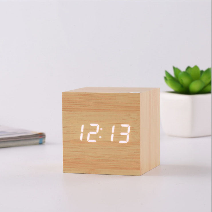 Intelligent Wood LED Digital Clock with Voice Control