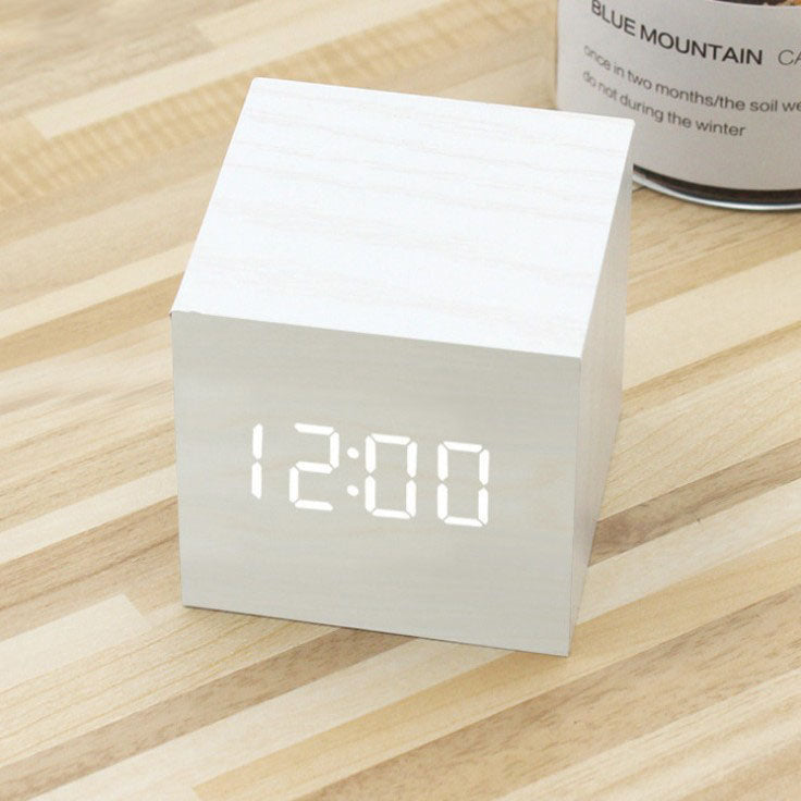 Intelligent Wood LED Digital Clock with Voice Control