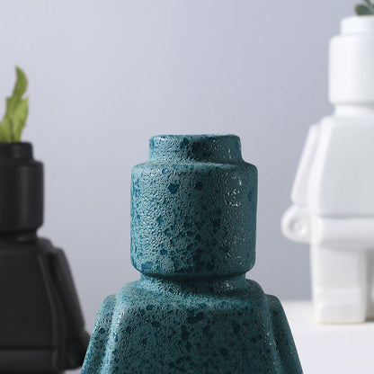 Mini Floral Robot Vase Decoration