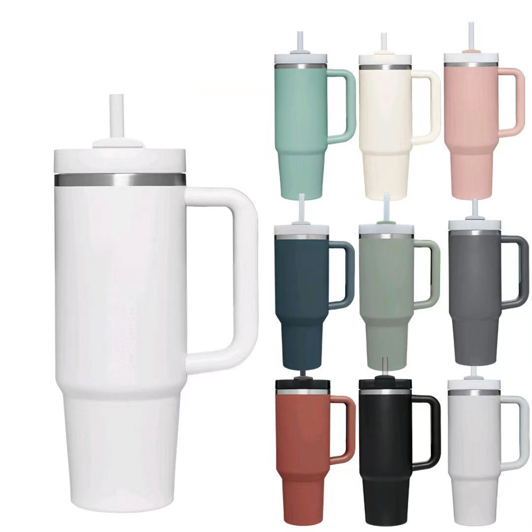 Big Thermal Travel Coffee Mug with Straw