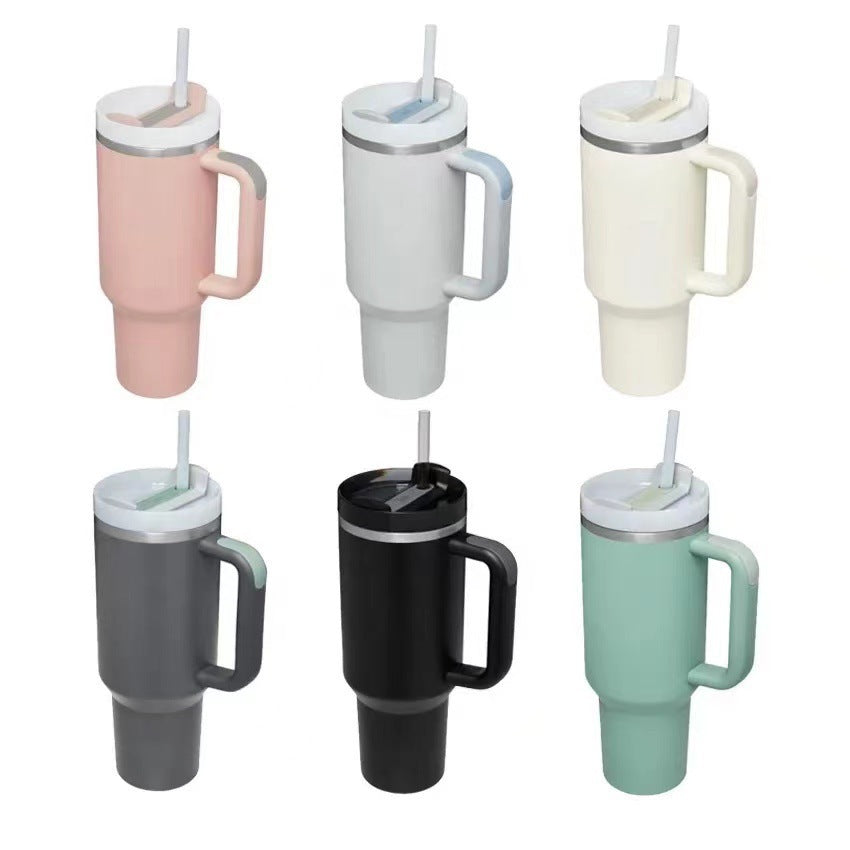Big Thermal Travel Coffee Mug with Straw