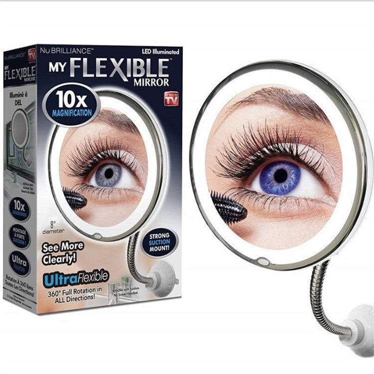 Bright 10x Magnifying LED Wall Mirror with 360 Rotation