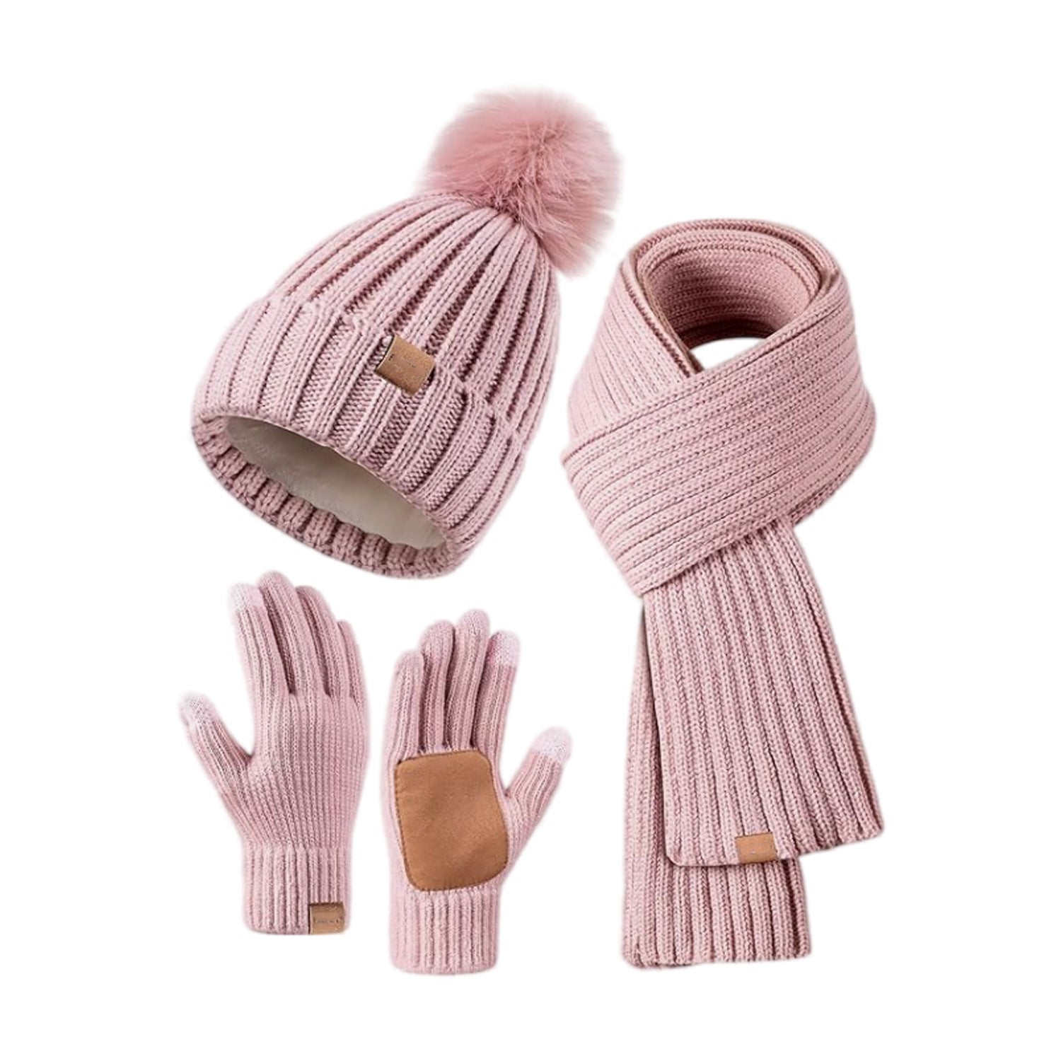 Cozy Cold Weather Knit Beanie Scarf Gloves Set - Luxicro