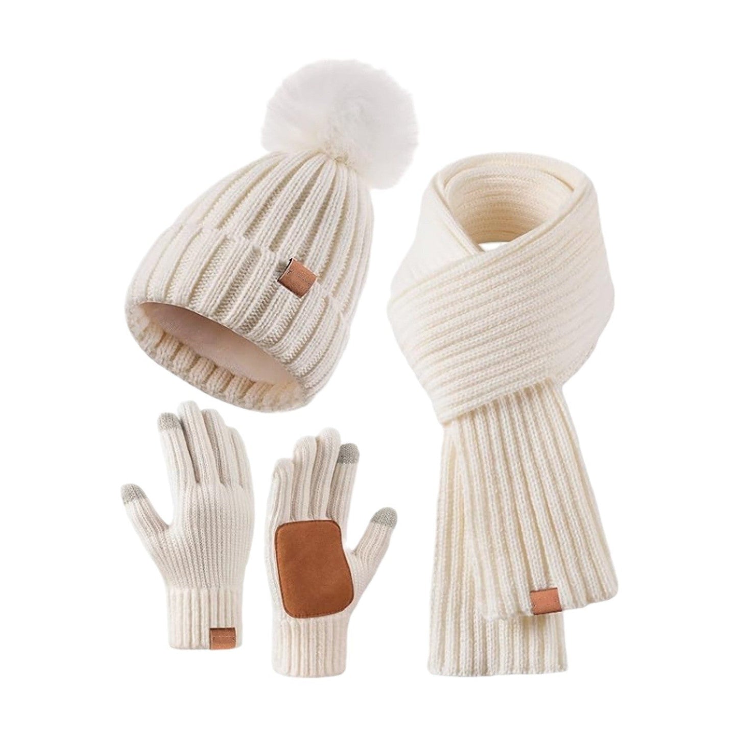 Cozy Cold Weather Knit Beanie Scarf Gloves Set