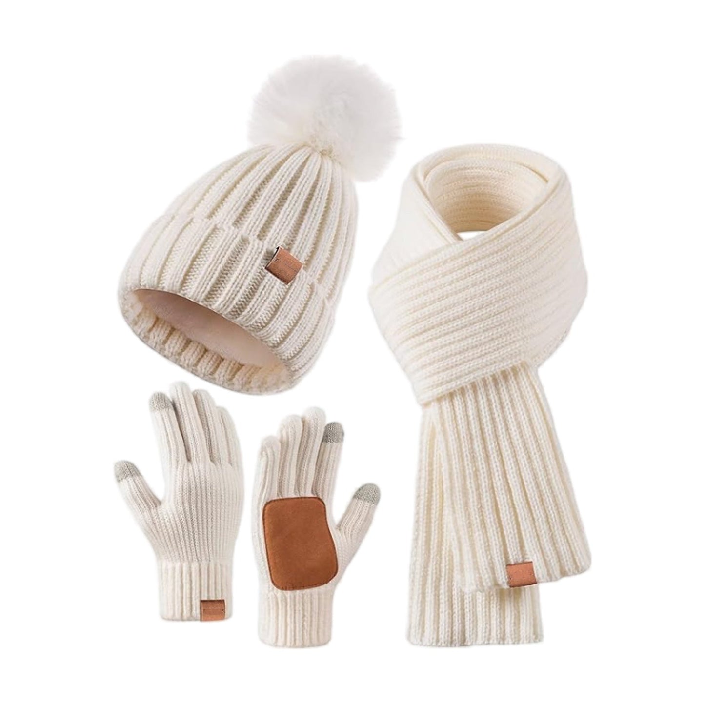 Cozy Cold Weather Knit Beanie Scarf Gloves Set