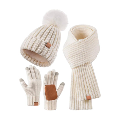 Cozy Cold Weather Knit Beanie Scarf Gloves Set