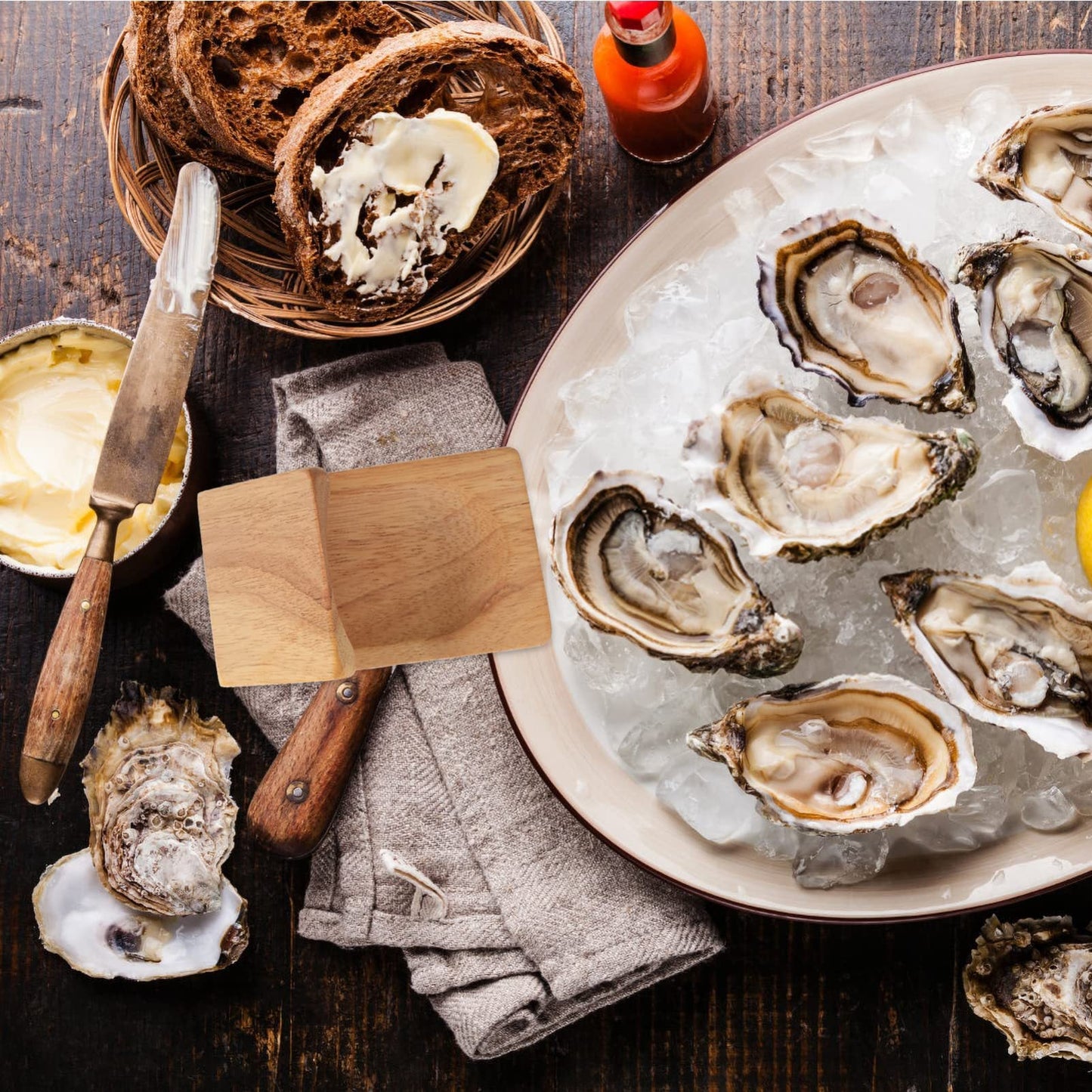 Premium Oyster Opener Shell Clip & Steel Knife Set