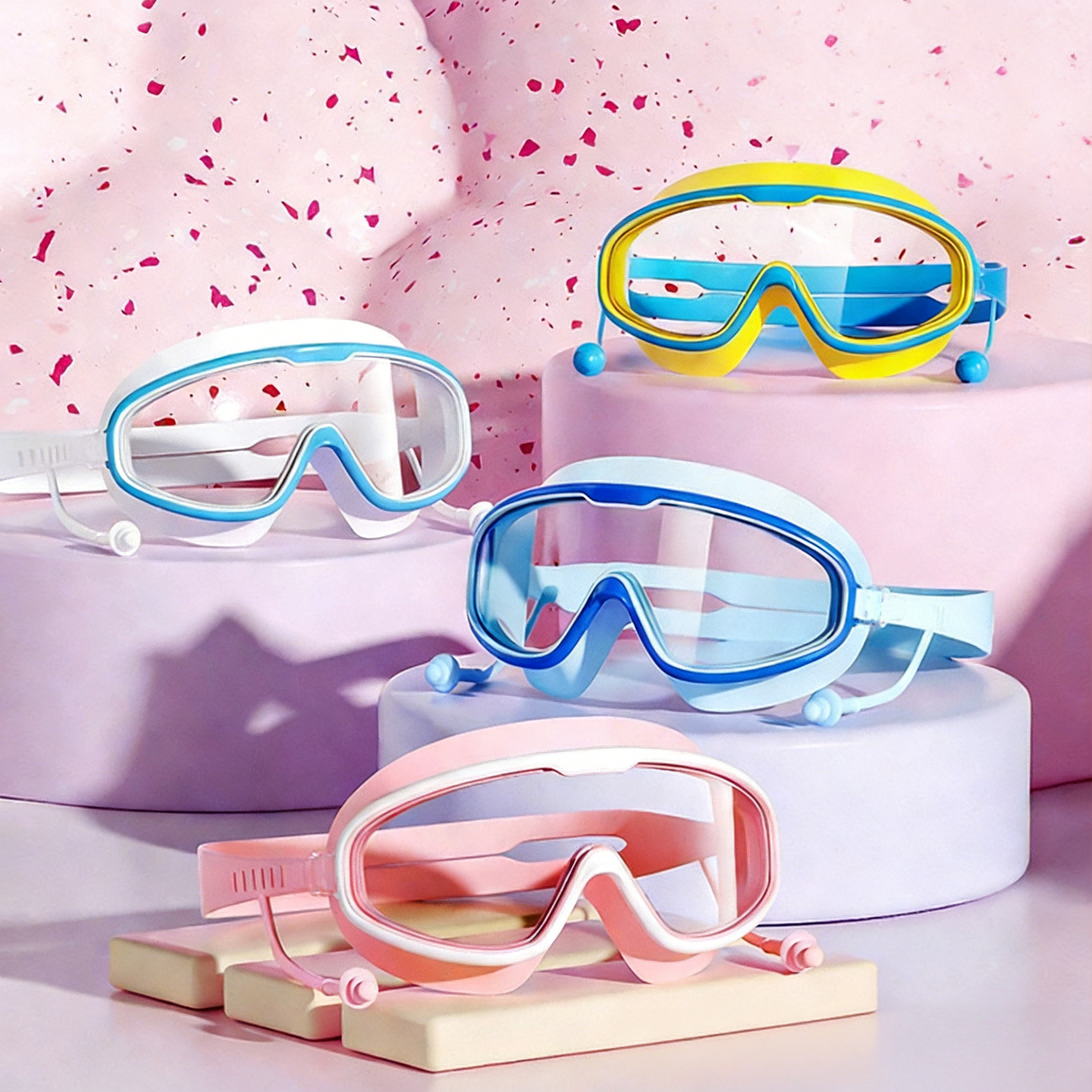 Clear Kids Swimming Goggles 2 Pack Anti Fog Diving Mask - Luxicro