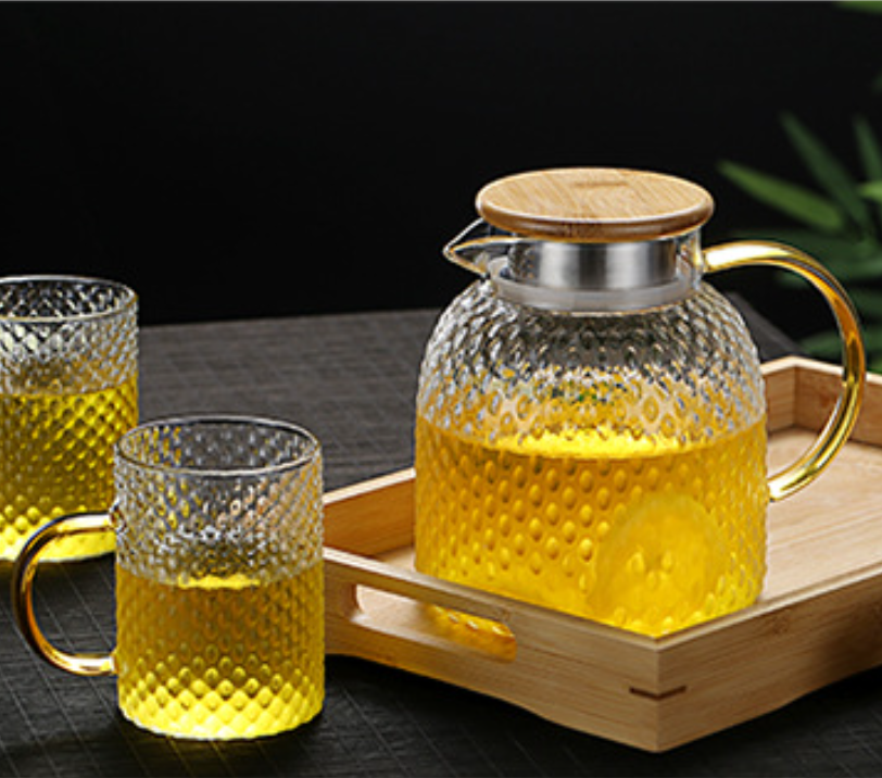 Insulated Glass Cold Water Infuser Pitcher with Rice Design - Luxicro