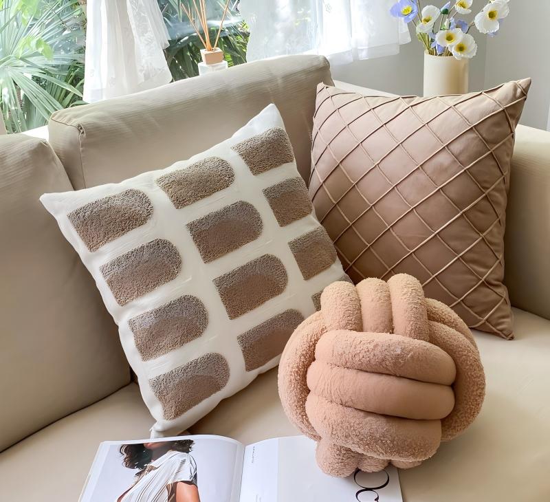 Modern Living Room Sofa Cover | Plain Soft Cushion Pillowcase