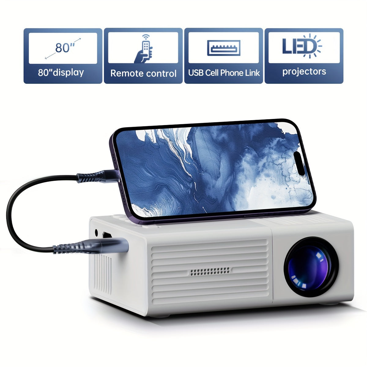 Bright 3000 Lumen Full HD Home Projector - Luxicro
