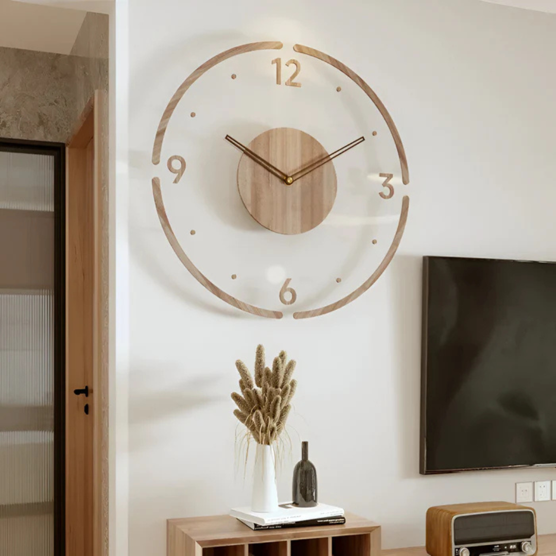 Classic Brown Wooden Wall Clock 30cm for Home