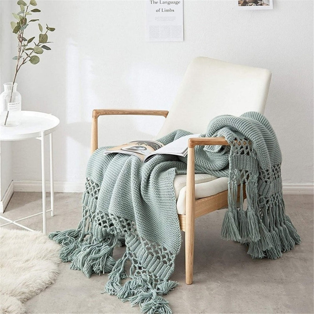 Cozy Plush Fringe Throw Blanket