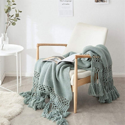 Cozy Plush Fringe Throw Blanket