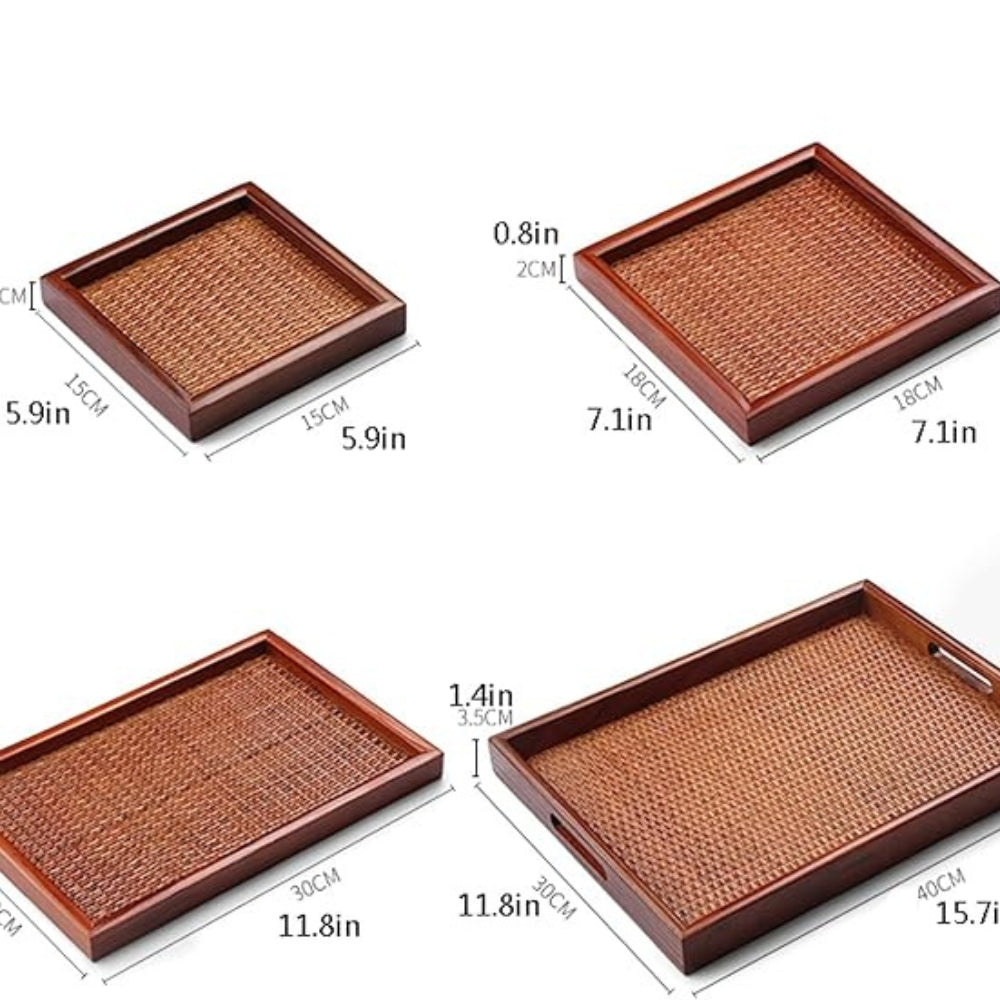 Natural Woven Wooden Serving Tray