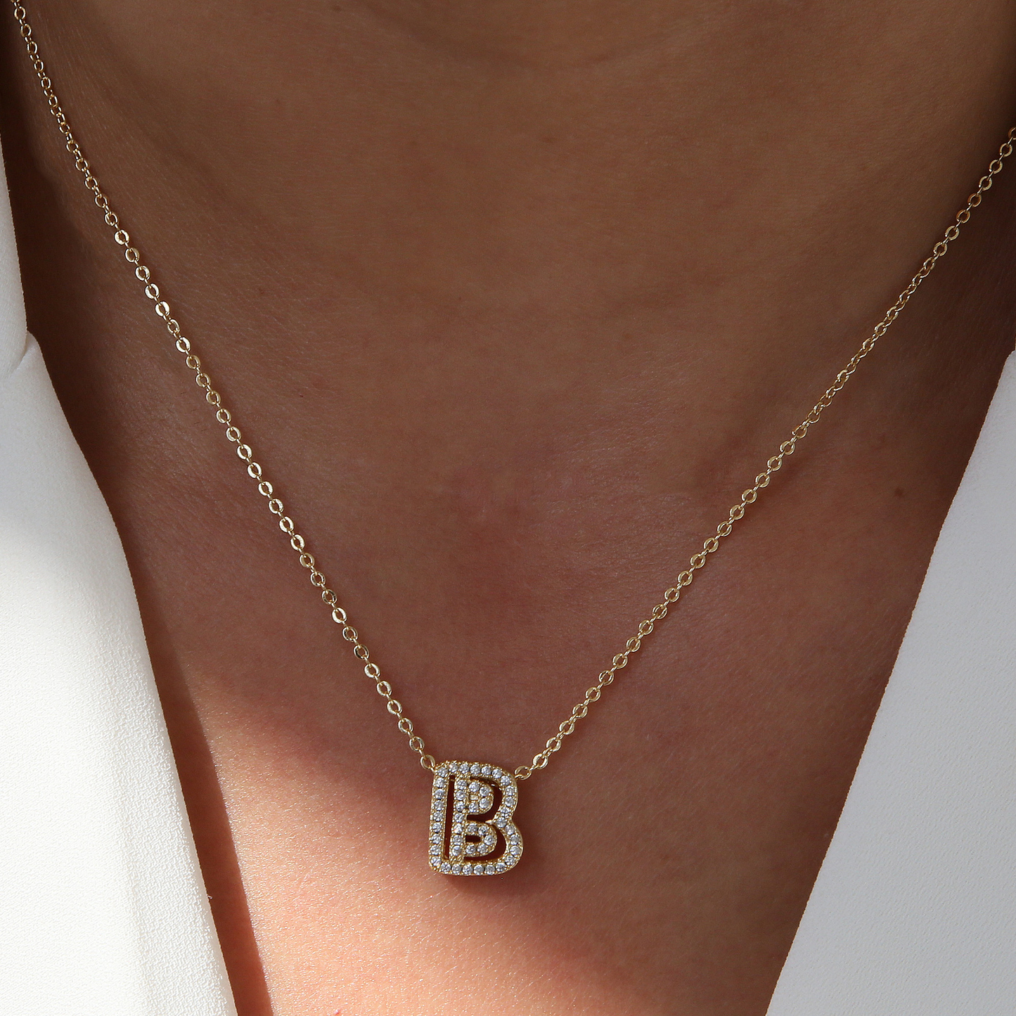 Shining Monogram Diamond Pendant Necklace