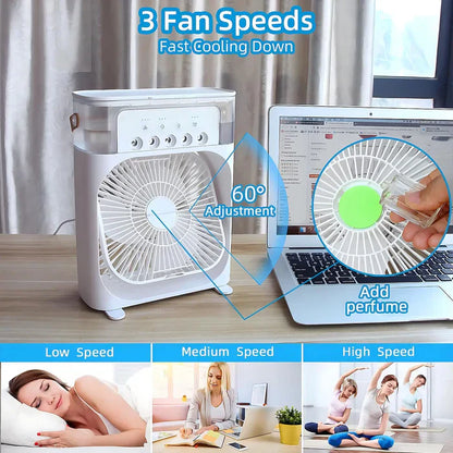 3-in-1 Portable Fan with Color Changing LED Light