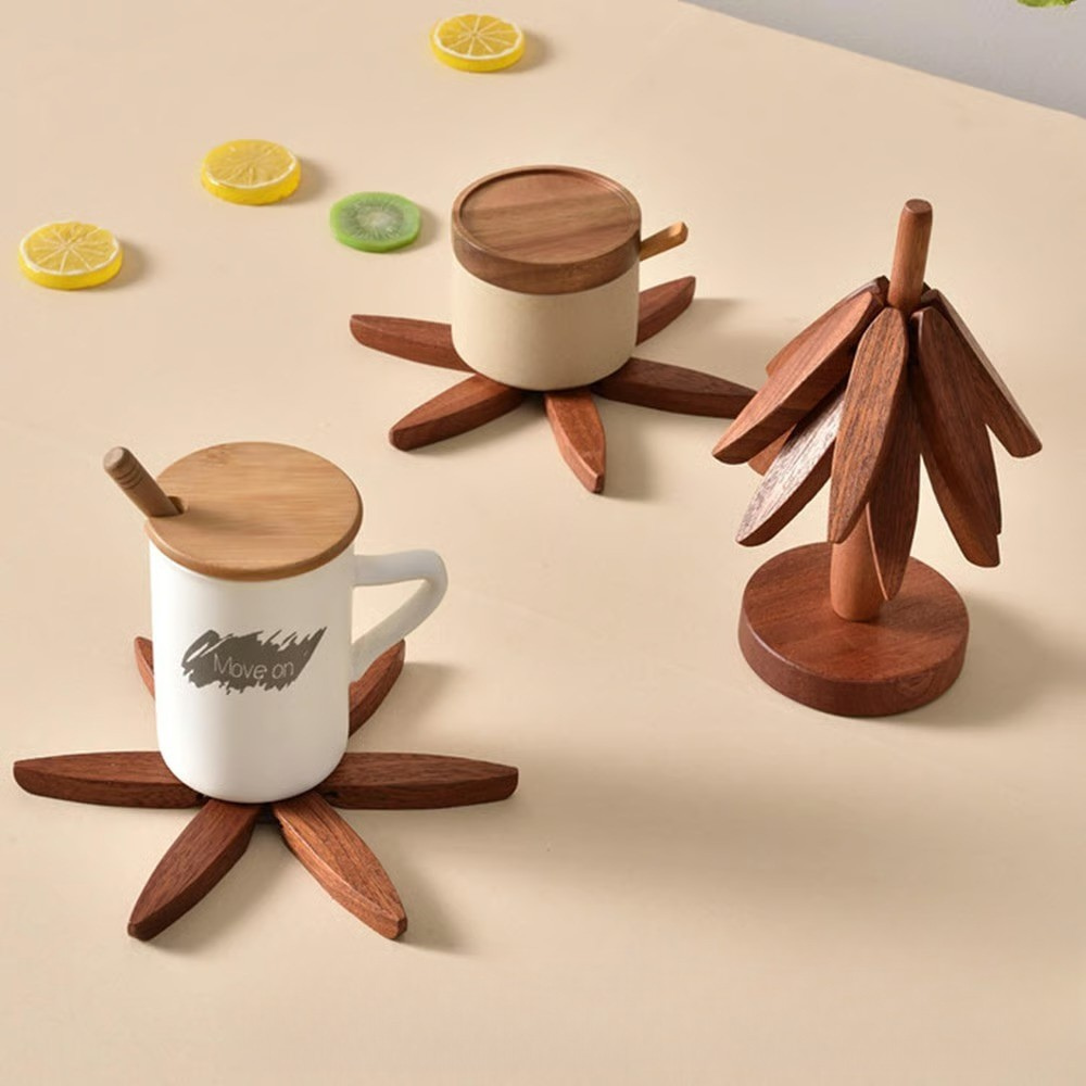 Rustic Wood Trivet Set - 4 Piece Table Protector