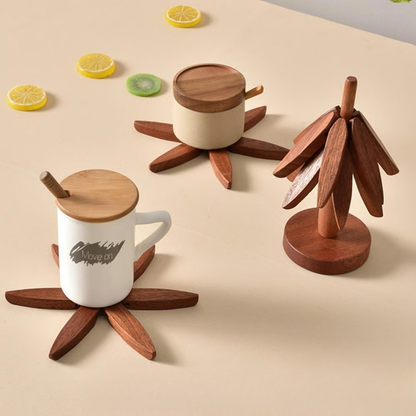 Rustic Wood Trivet Set - 4 Piece Table Protector