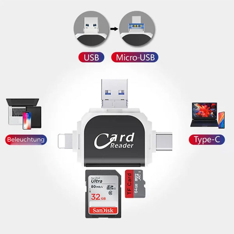 4-in-1 USB Multi Card Reader Adapter