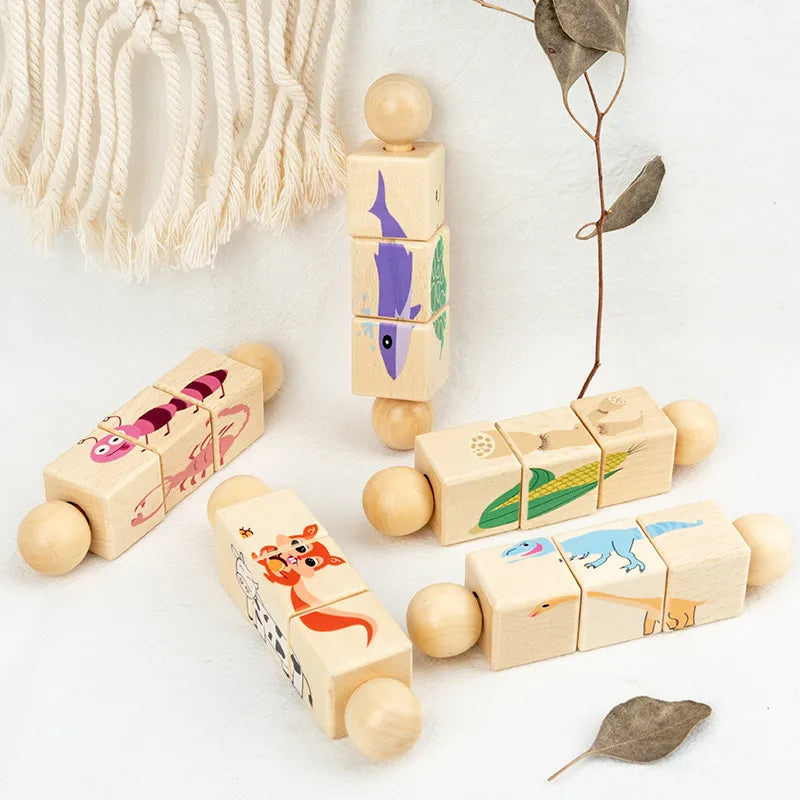 Natural Wooden Baby Rattle Toy - Luxicro