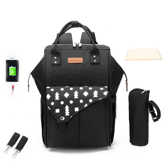 Convenient Diaper Bag with Built-in Phone Charger - Luxicro
