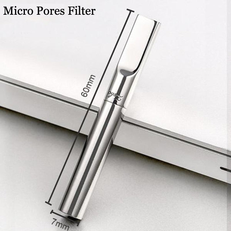 Refillable Silver Cigarette Holder with Tar Trap Filter