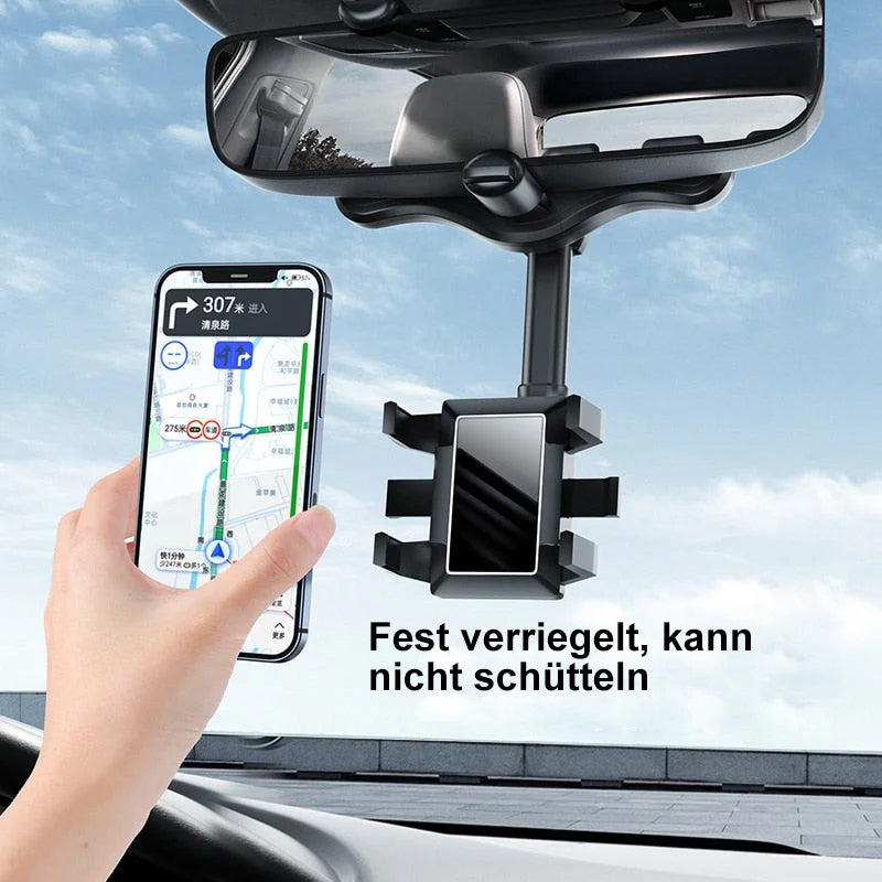 Universal Car Phone Mount Adjustable Rear View Mirror Holder