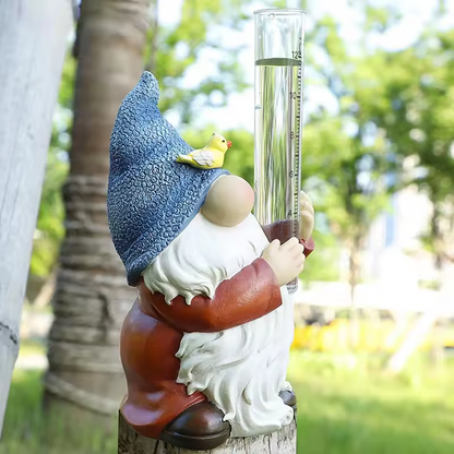 Vibrant Outdoor Gnome Figurine with Rain Gauge