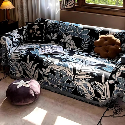 Plush Green Fleece Tassel Couch Cover