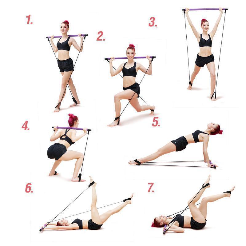 Compact Home Pilates Exercise Bar Kit