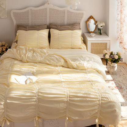Romantic Ruffle Lace Bed Set | 4 Piece Comforter - Luxicro