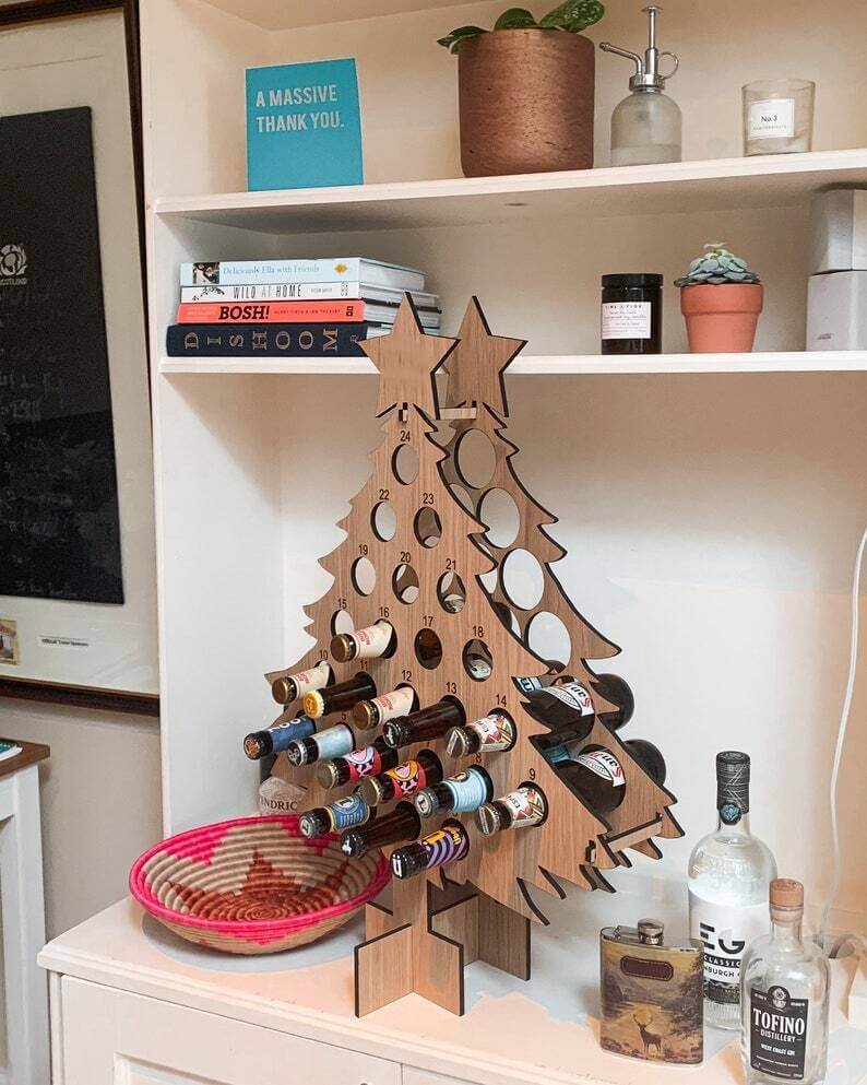 Wooden Christmas Countdown Calendar for Beer and Wine
