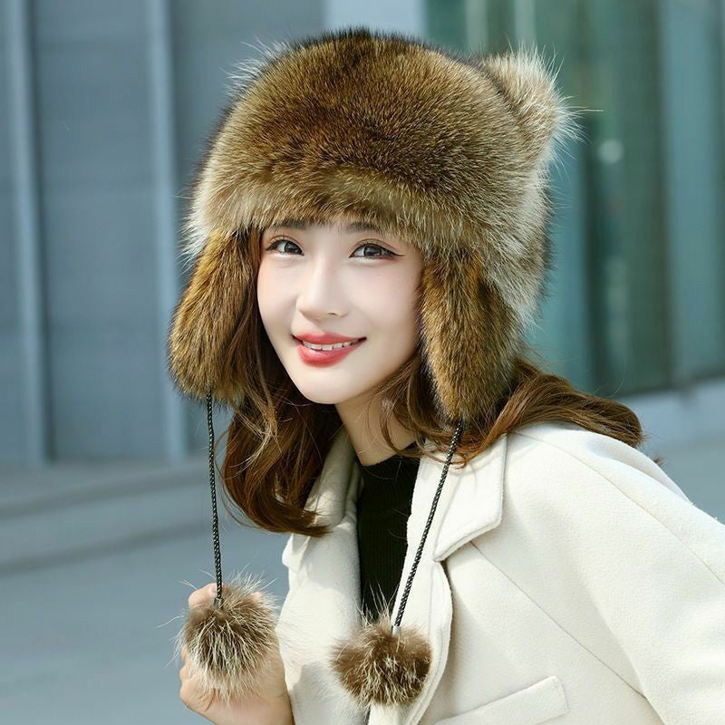 Soft Faux Fur Raccoon Plush Family Hat