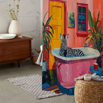 Colorful Zoo Pattern Window Drapes