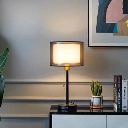 Elegant Desk Lamp with Double Fabric Shade