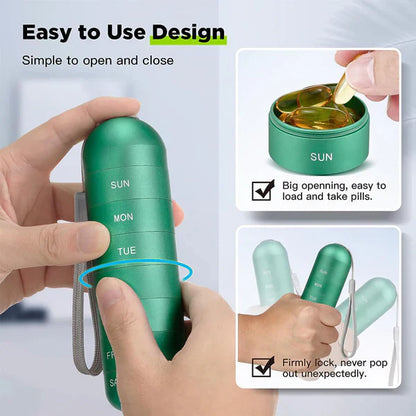 Daily Pill Organizer with 7 Waterproof Compartments