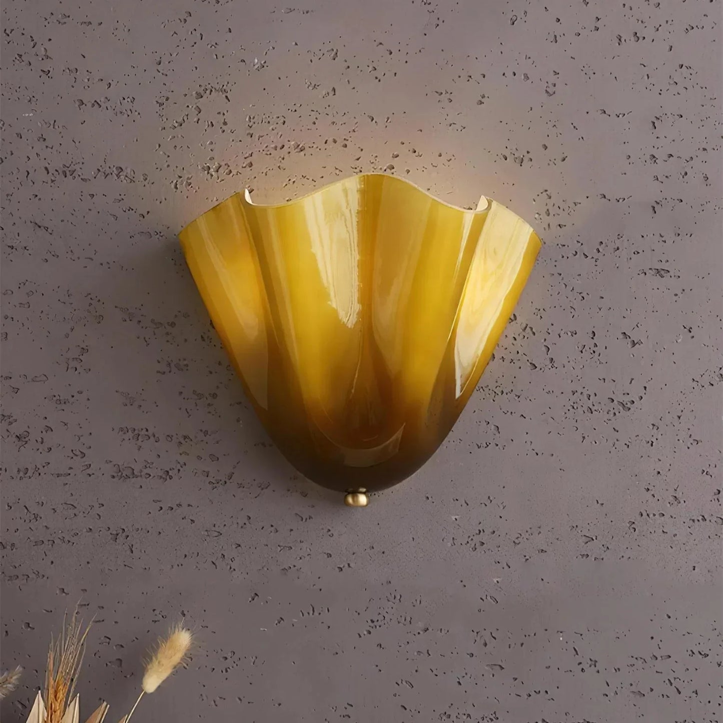 Vintage Glass Wall Lamp with Floral Shade