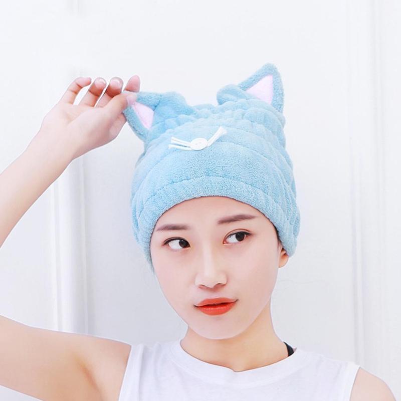Cute Cat Warm Bath Head Cap