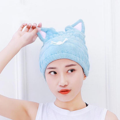 Cute Cat Warm Bath Head Cap