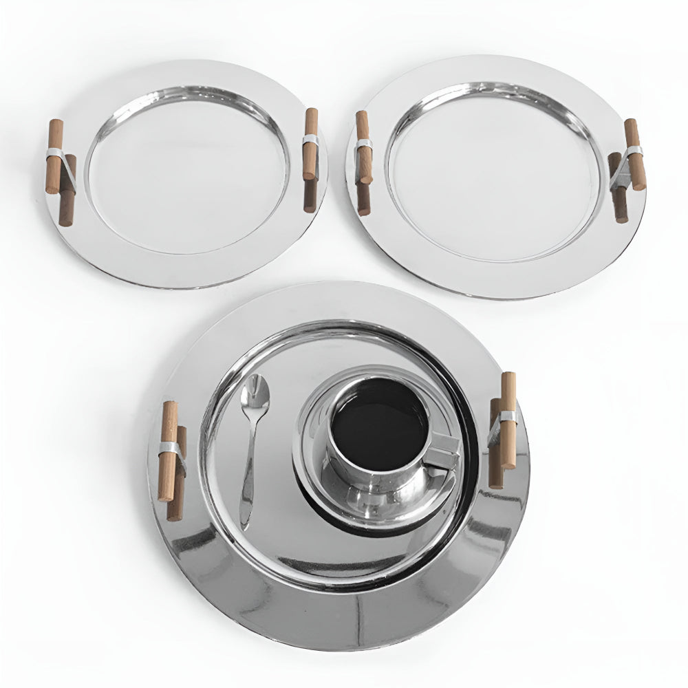 Luxury Metal Serving Platter with Wood Grip Handles - Luxicro