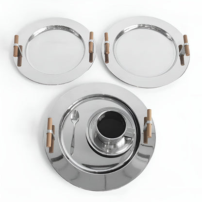 Luxury Metal Serving Platter with Wood Grip Handles - Luxicro