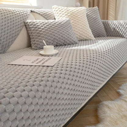 Cozy Fleece Sofa Slipcover with Grip - Warm Couch Protector