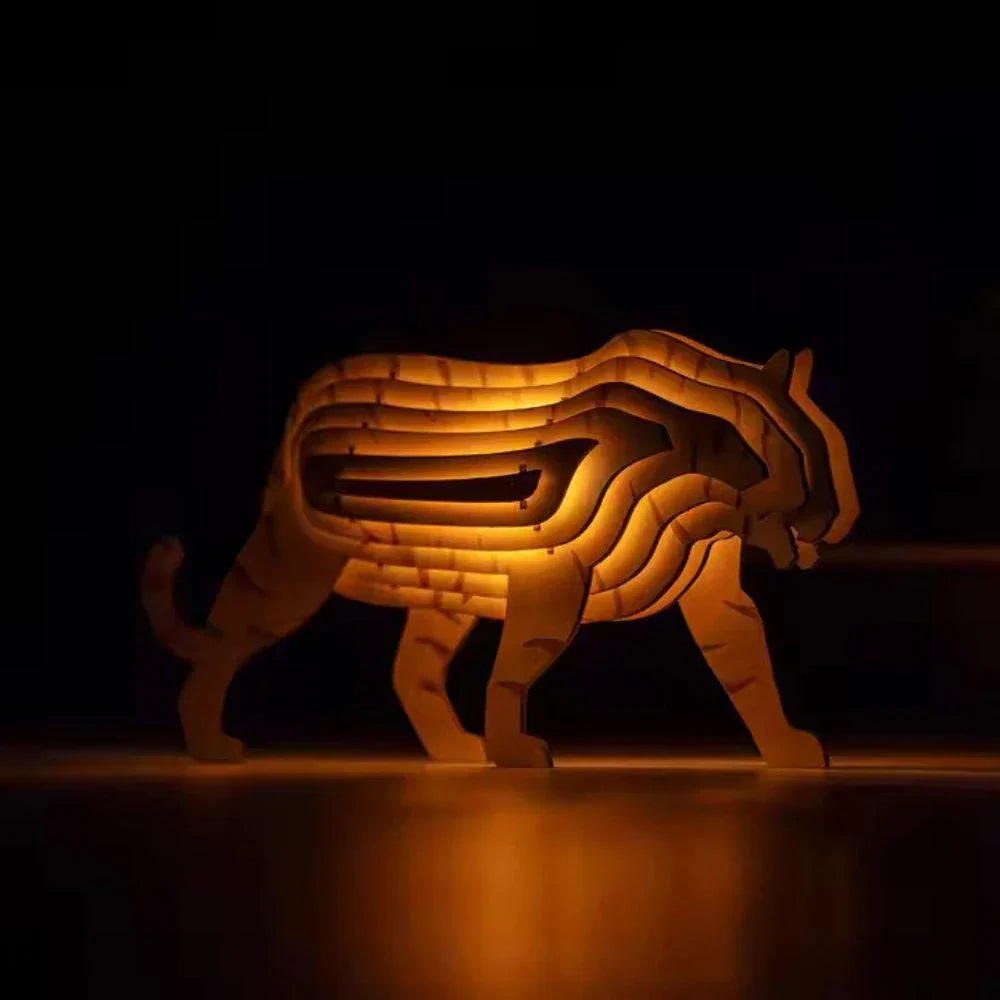 Rustic Wood Animal Desk Light