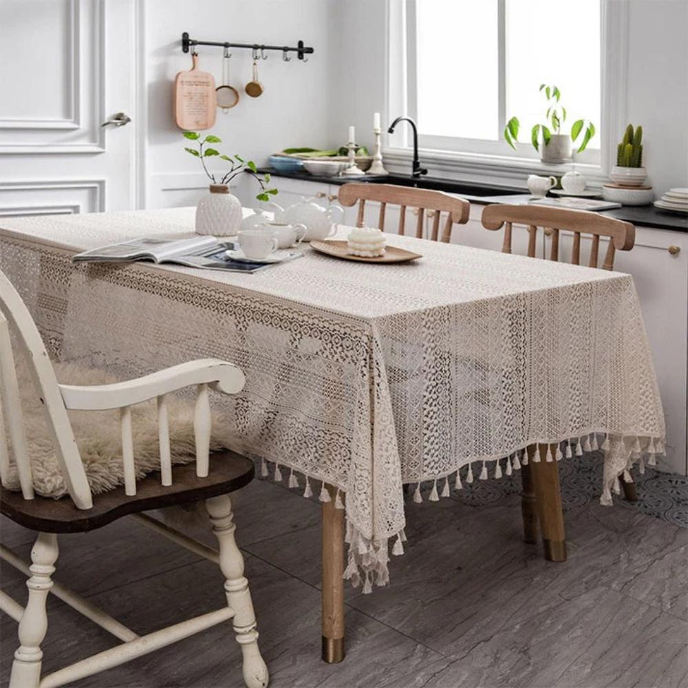 Delicate Floral Crocheted Table Cover