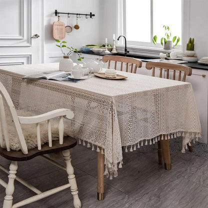 Delicate Floral Crocheted Table Cover