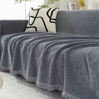 Cozy Fuzzy Throw Blanket with Fringe for Couch