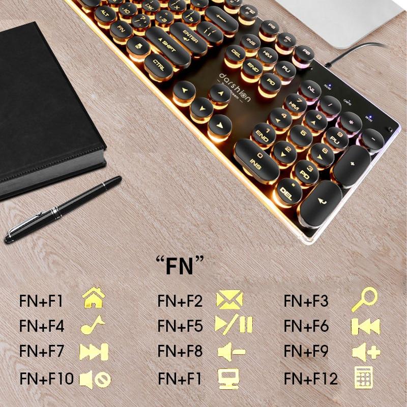 Vintage Round Backlit Keyboard Gaming Keycap Set