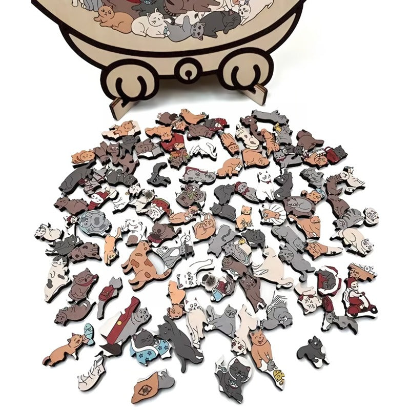Difficult Wooden Cat Jigsaw Puzzle 135 Pieces