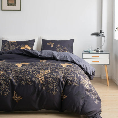 Beautiful Black Floral Bedding Set 3 Piece - Luxicro